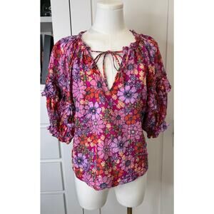 Ramy Brooke Janae Floral Blouse Size Small